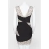 Black and white lace zipper dress