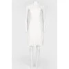 White fabric flower inserts dress