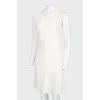 White fabric flower inserts dress