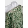 One-shoulder green silk dress