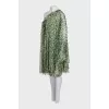 One-shoulder green silk dress