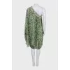 One-shoulder green silk dress