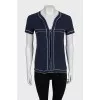 Blue T-shirt with white trim