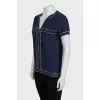 Blue T-shirt with white trim