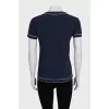 Blue T-shirt with white trim