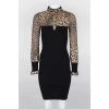 Black dress with a leopard print on sleeves