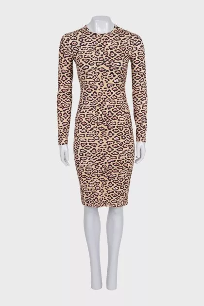 Brown animal print bodycon dress