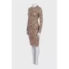 Brown animal print bodycon dress
