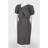 Gray woolen dress with short sleeve