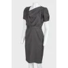 Gray woolen dress with short sleeve