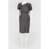 Gray woolen dress with short sleeve