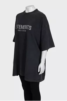 Сіра oversize футболка зі стразами