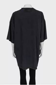 Сіра oversize футболка зі стразами