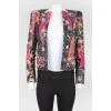 Multicolored floral zipper jacket