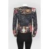 Multicolored floral zipper jacket