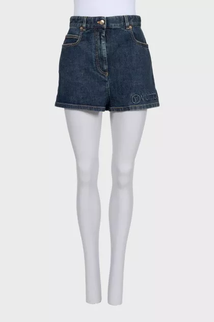 Denim shorts with logo