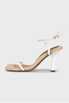 Leather sandals with white straps