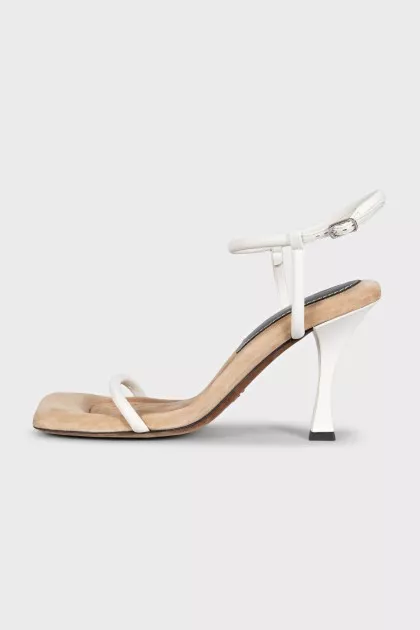 Leather sandals with white straps