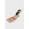 Leather sandals with white straps