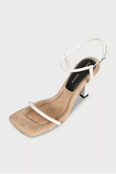 Leather sandals with white straps