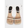Leather sandals with white straps