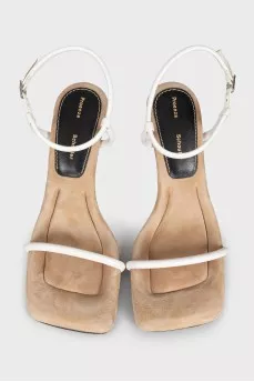 Leather sandals with white straps