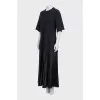 Black straight dress with pleated hem