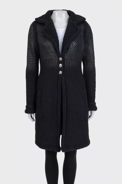 Black cardigan with a voluminous collar