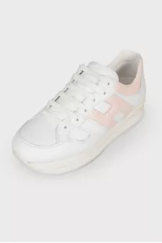 White soft pink inserts sneakers