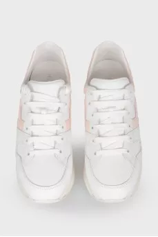 White soft pink inserts sneakers
