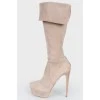 Beige suede booties