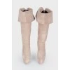 Beige suede booties
