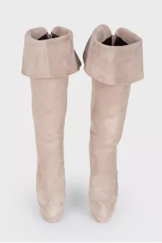 Beige suede booties