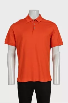 Men's orange polo shirt with buttons