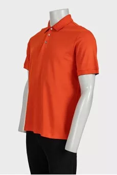 Men's orange polo shirt with buttons