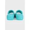 Голубые текстильные шлепанцы с тиснением
