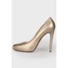 Metallic leather heels 