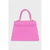 Pink satchel with gold logo
