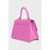 Pink satchel with gold logo