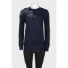 Blue wool lace sweater