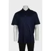 Men's button-down polo shirt with tag