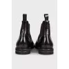 Men's leather boots with suede inserts