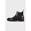 Men's leather boots with suede inserts