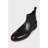 Men's leather boots with suede inserts