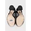 Fabric sandals with a patterned heel