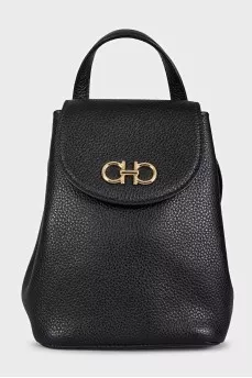 Black leather backpack by Gancini