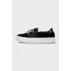 Velour slip-ons with crystals