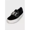 Velour slip-ons with crystals