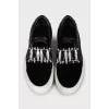 Velour slip-ons with crystals