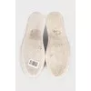 Velour slip-ons with crystals